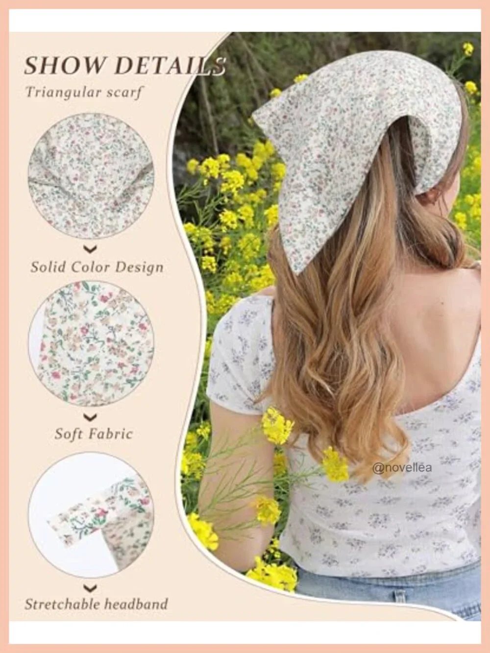Vintage Floral Boho Hair Scarf Bandana Triangle Kerchief Head Scarf Set of 3